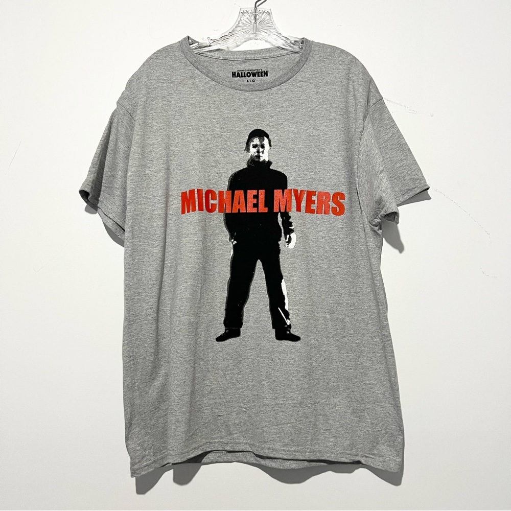 John Carpenter's Halloween Michael Myers Gray Front Graphic T-shirt Unisex Sz L